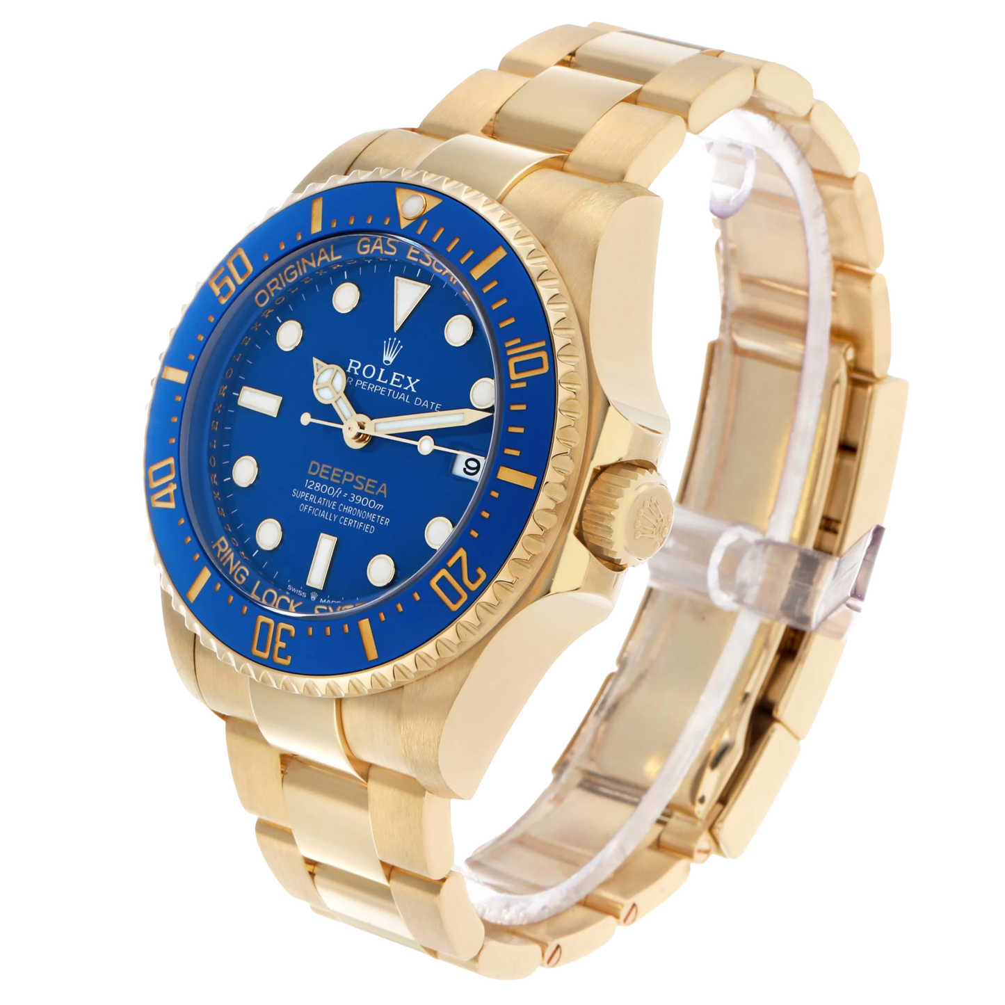 Seadweller Deepsea 44mm Yellow Gold Blue Dial Mens Watch 136668