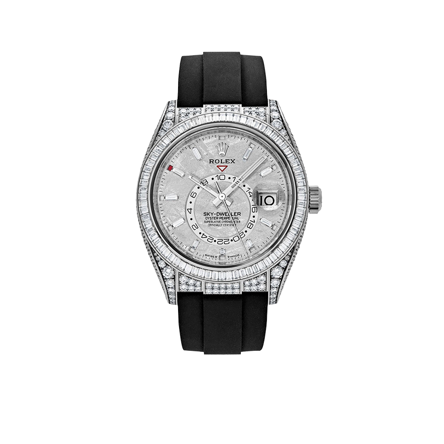 Sky-Dweller 42mm 18K White Gold Meteorite Dial Diamond Watch 326259TBR