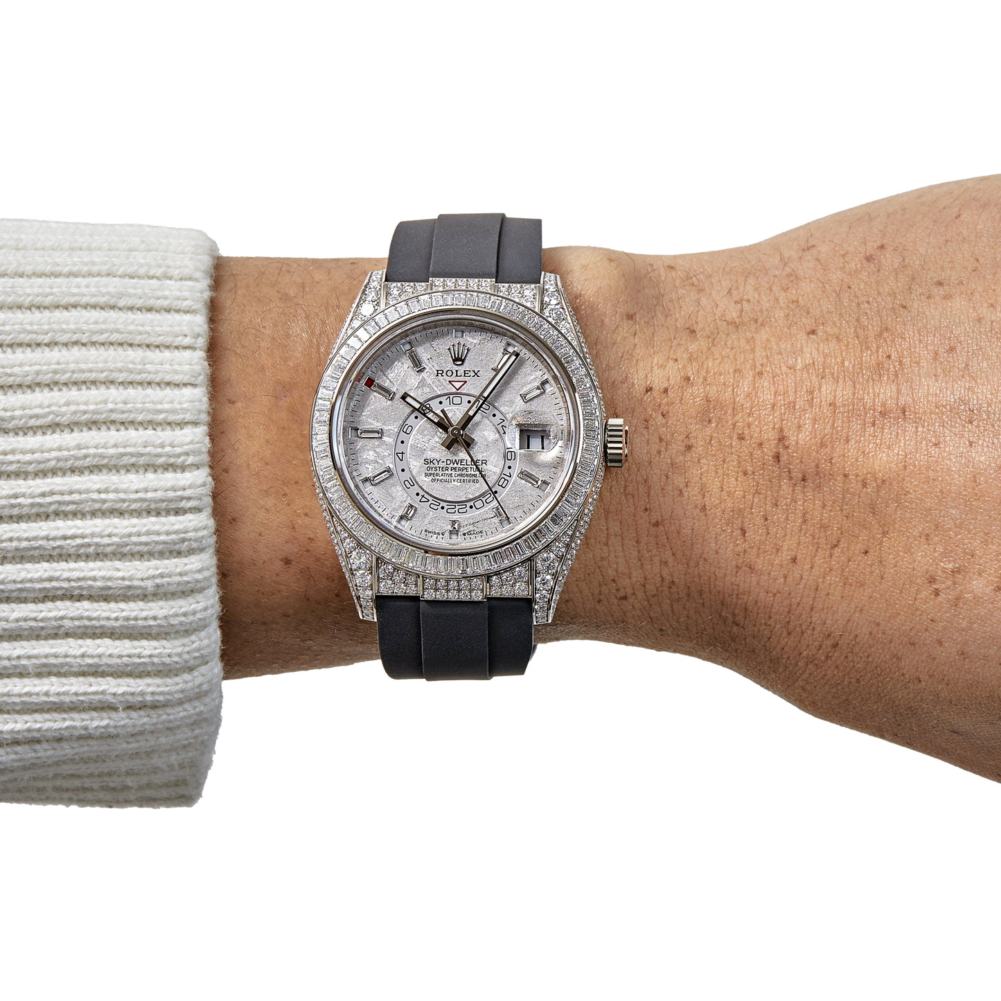 Sky-Dweller 42mm 18K White Gold Meteorite Dial Diamond Watch 326259TBR