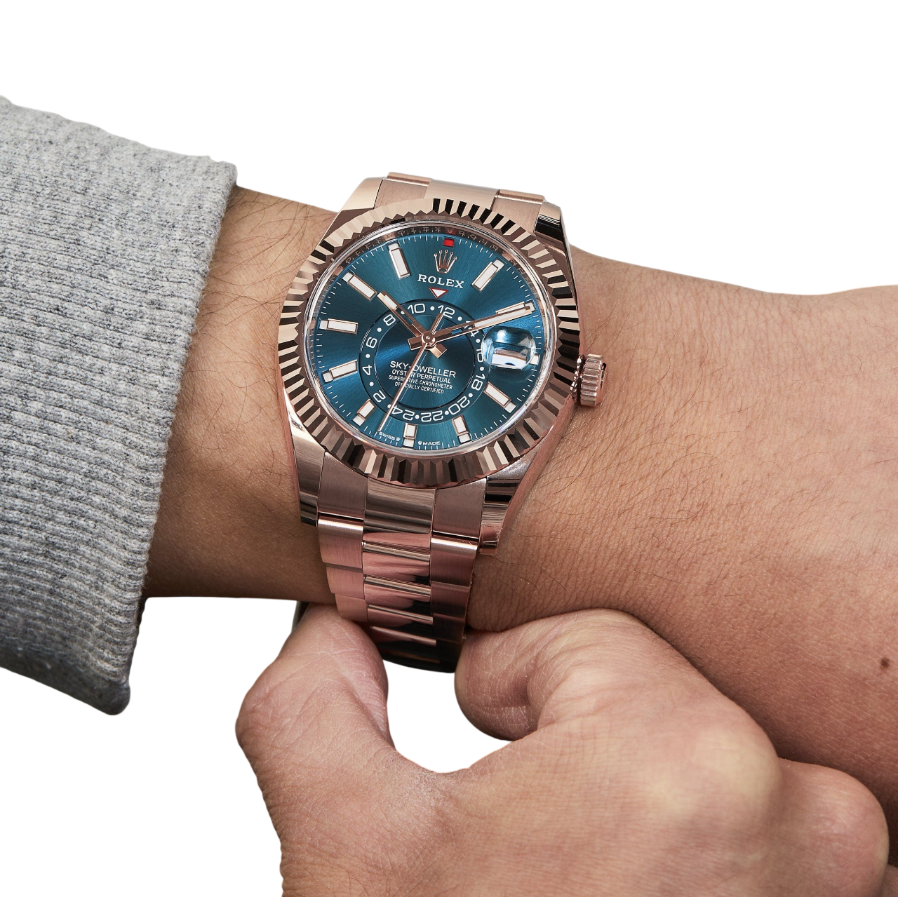 Sky-Dweller 42mm 18k Everose Gold Mens Watch 336935-0005 (Super Clone)
