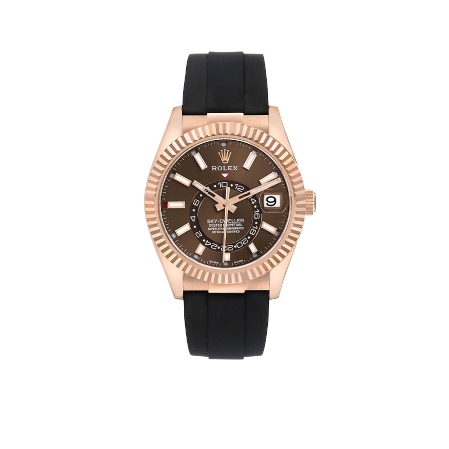 Sky-Dweller 42mm Rose Gold Chocolate Brown Dial Mens Watch 326235