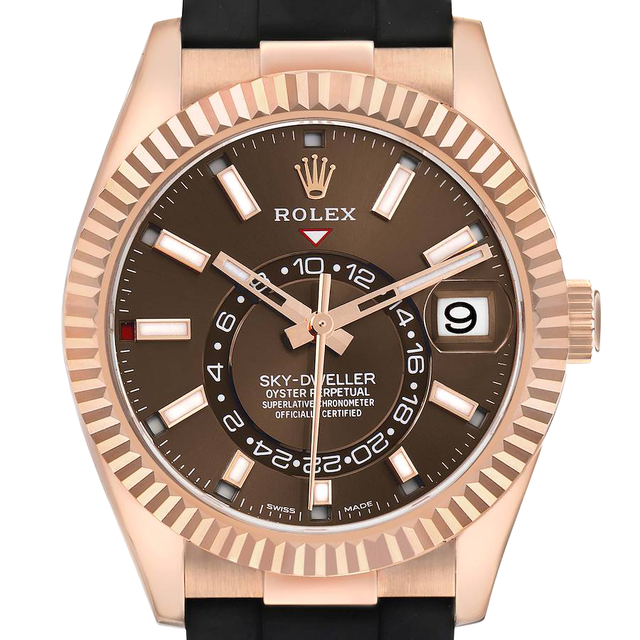 Sky-Dweller 42mm Rose Gold Chocolate Brown Dial Mens Watch 326235