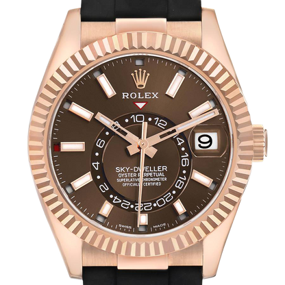 Sky-Dweller 42mm Rose Gold Chocolate Brown Dial Mens Watch 326235