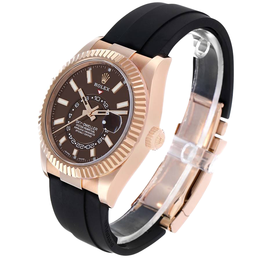 Sky-Dweller 42mm Rose Gold Chocolate Brown Dial Mens Watch 326235