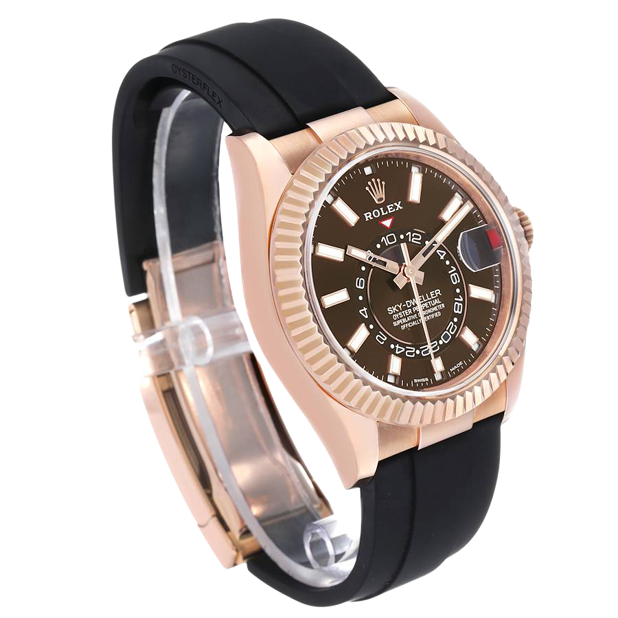 Sky-Dweller 42mm Rose Gold Chocolate Brown Dial Mens Watch 326235