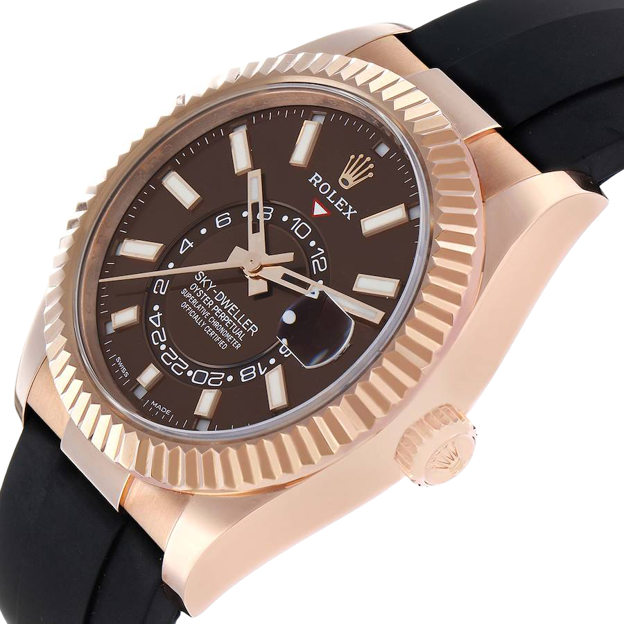 Sky-Dweller 42mm Rose Gold Chocolate Brown Dial Mens Watch 326235