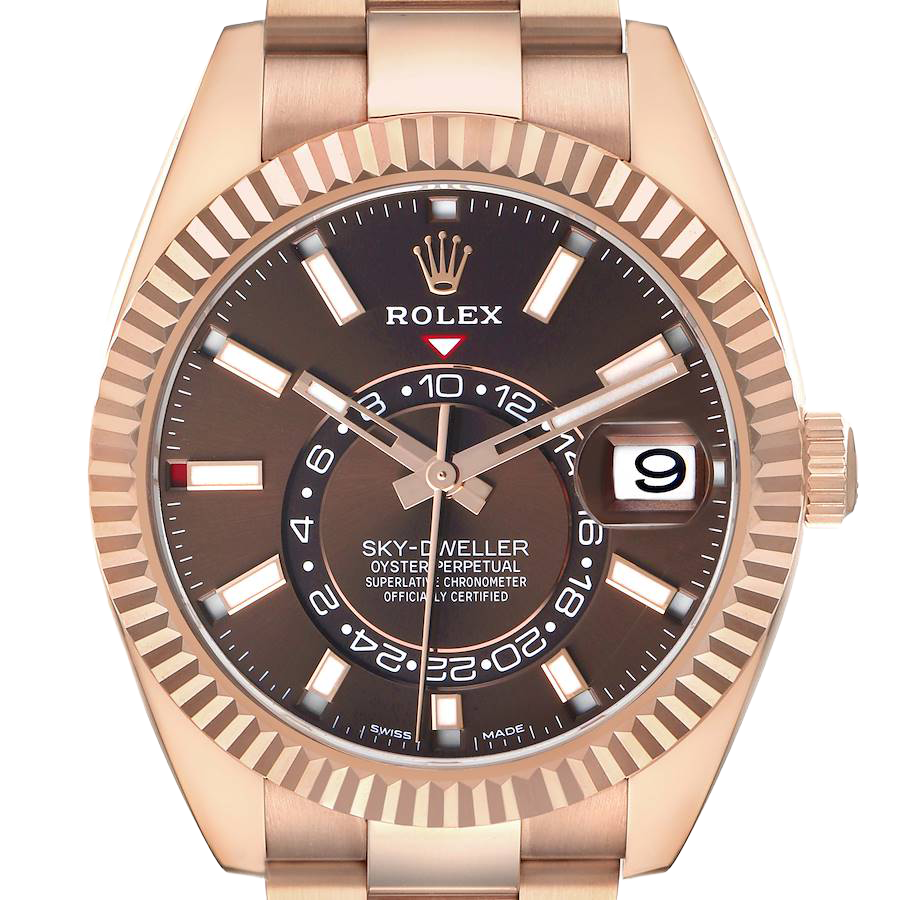 Sky-Dweller 42mm Rose Gold Chocolate Brown Dial Mens Watch 326935