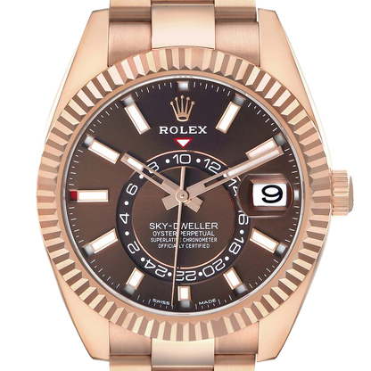 Sky-Dweller 42mm Rose Gold Chocolate Brown Dial Mens Watch 326935