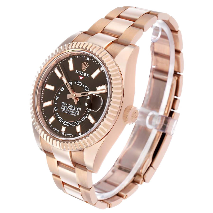 Sky-Dweller 42mm Rose Gold Chocolate Brown Dial Mens Watch 326935