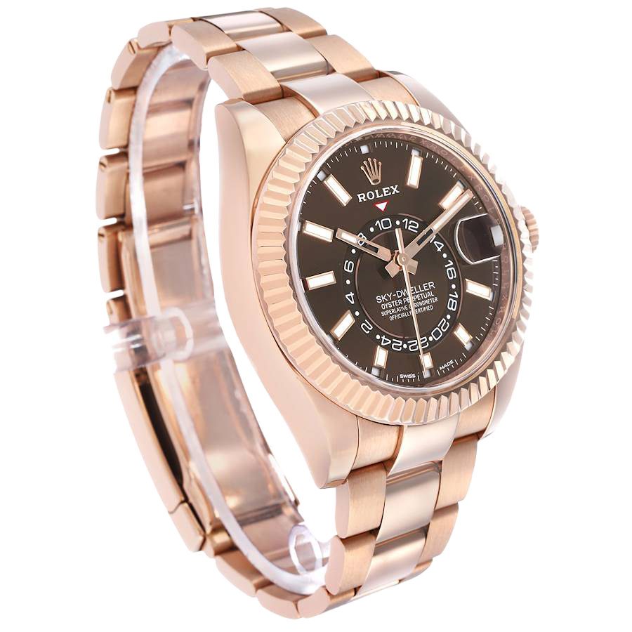 Sky-Dweller 42mm Rose Gold Chocolate Brown Dial Mens Watch 326935