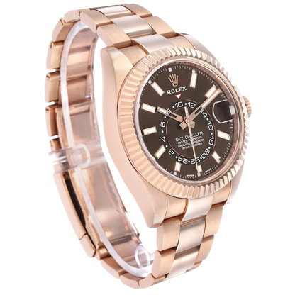 Sky-Dweller 42mm Rose Gold Chocolate Brown Dial Mens Watch 326935
