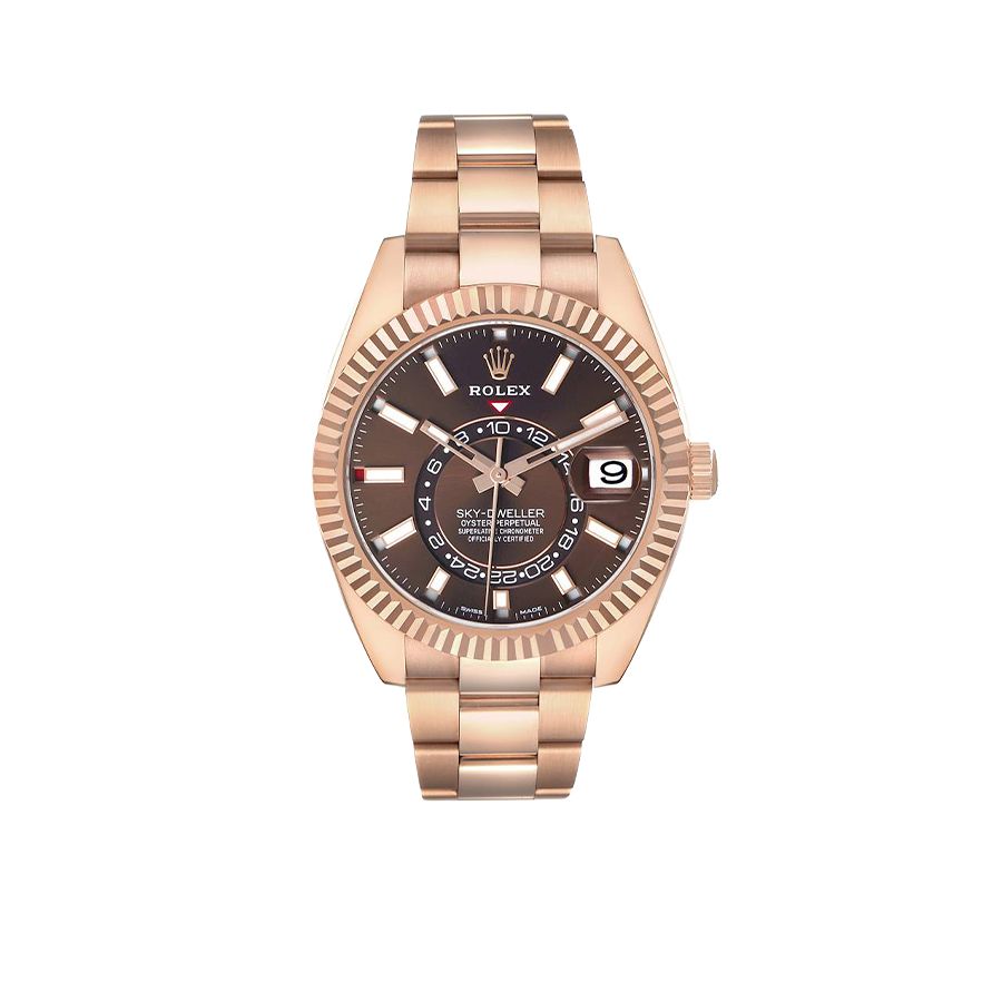 Sky-Dweller 42mm Rose Gold Chocolate Brown Dial Mens Watch 326935