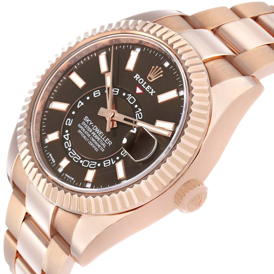 Sky-Dweller 42mm Rose Gold Chocolate Brown Dial Mens Watch 326935
