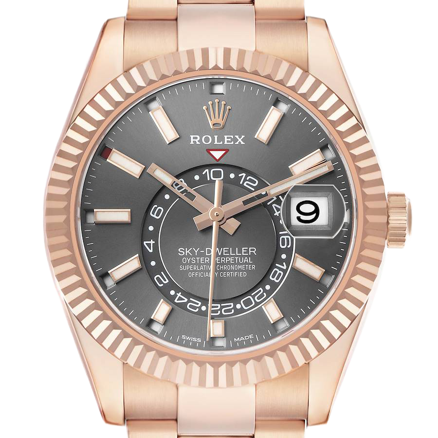 Sky-Dweller 42mm Rose Gold Slate Dial Mens Watch 326935