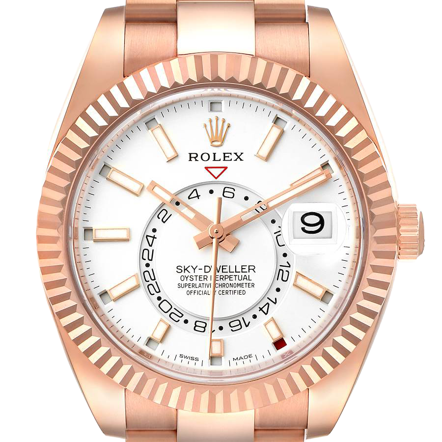 Sky-Dweller 42mm  Rose Gold White Dial Mens Watch 326935