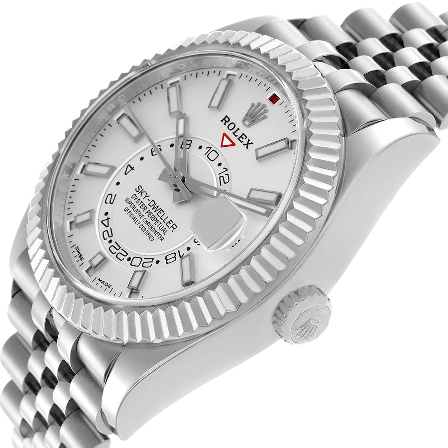 Sky-Dweller 42mm  Silver Dial Steel White Gold Mens Watch 326934