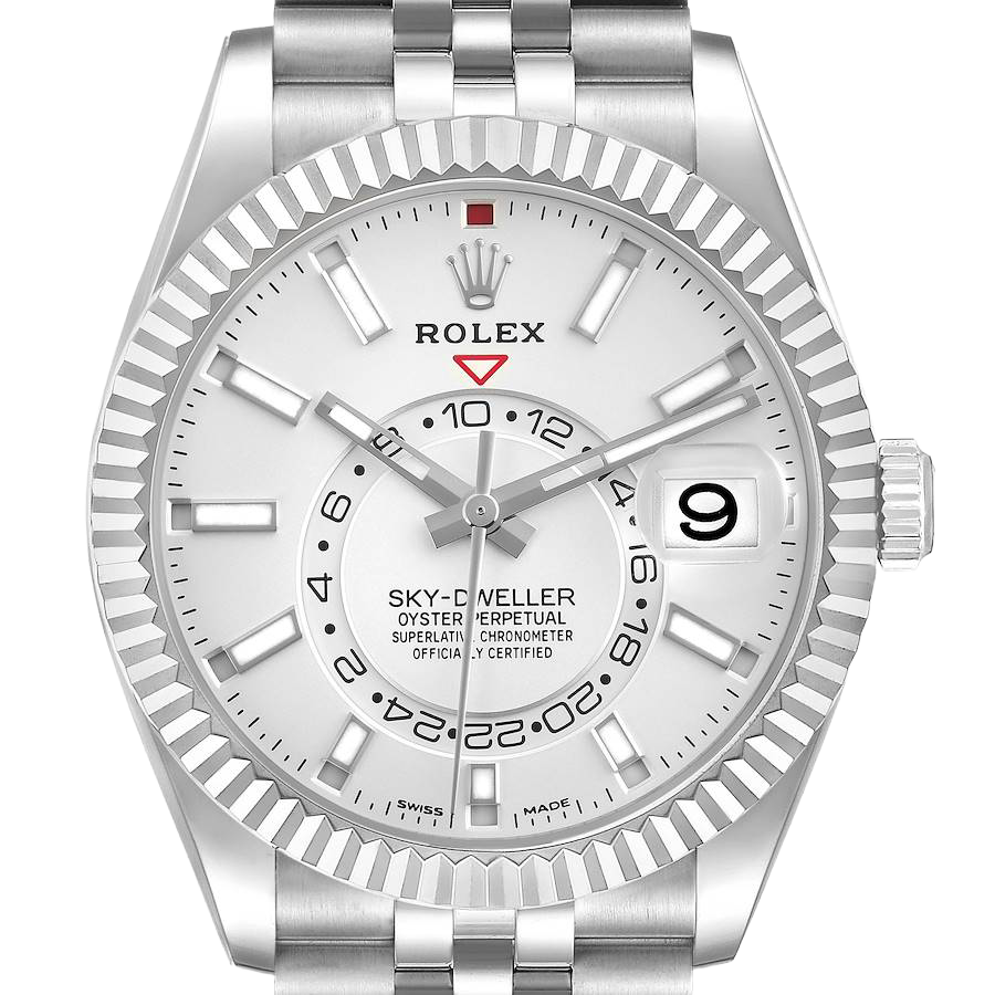 Sky-Dweller 42mm  Silver Dial Steel White Gold Mens Watch 326934