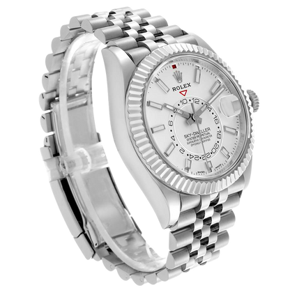 Sky-Dweller 42mm  Silver Dial Steel White Gold Mens Watch 326934