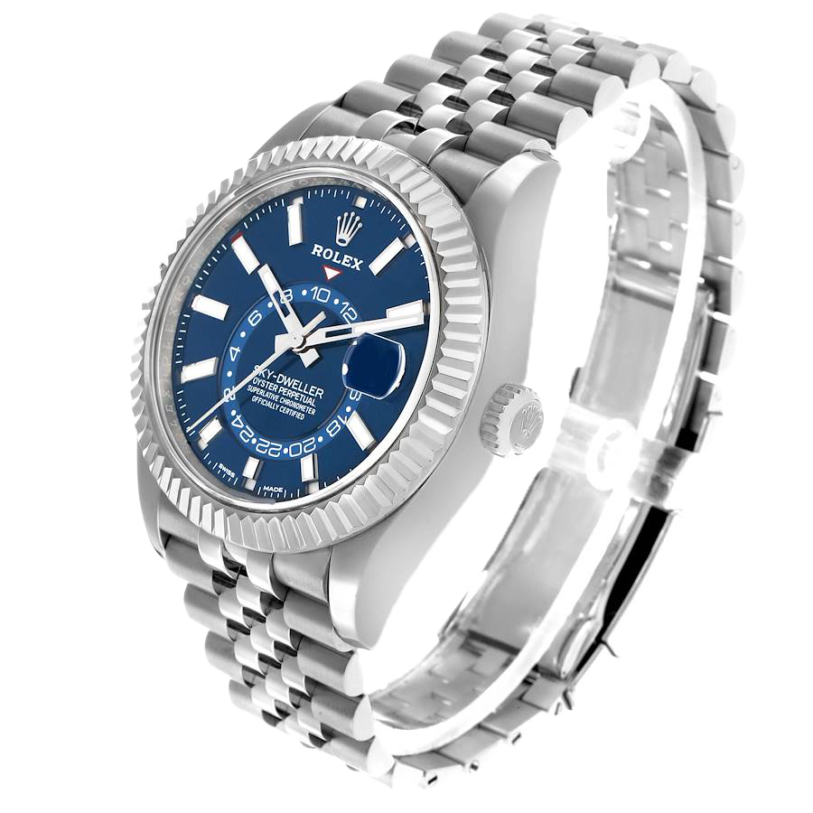 Sky-Dweller 42mm Steel White Gold Blue Dial Mens Watch 326934