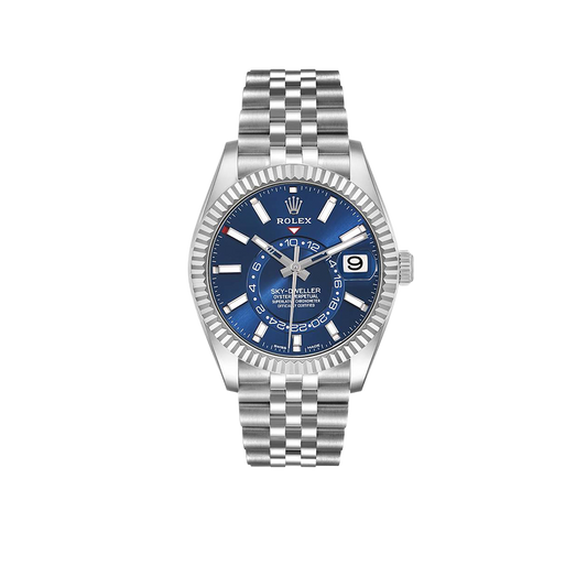 Sky-Dweller 42mm Steel White Gold Blue Dial Mens Watch 326934