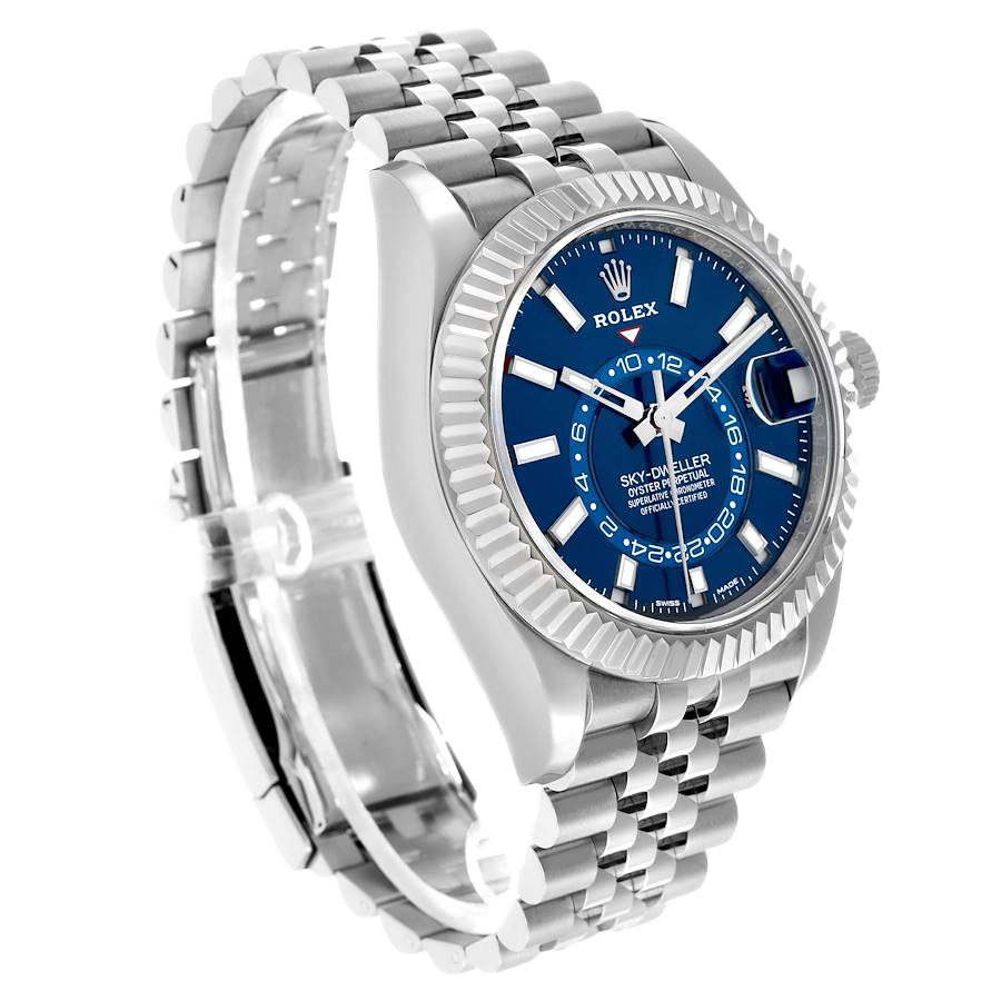 Sky-Dweller 42mm Steel White Gold Blue Dial Mens Watch 326934