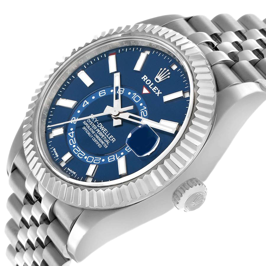 Sky-Dweller 42mm Steel White Gold Blue Dial Mens Watch 326934