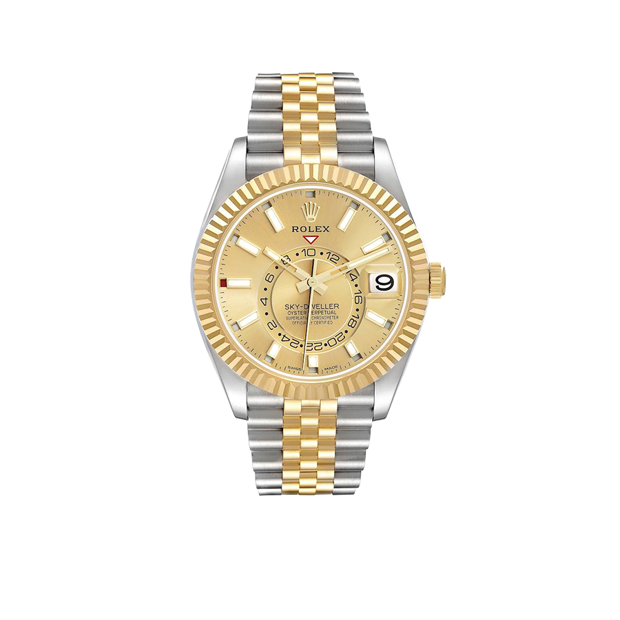 Sky Dweller 42mm Steel Yellow Gold Dial Mens Watch 326933