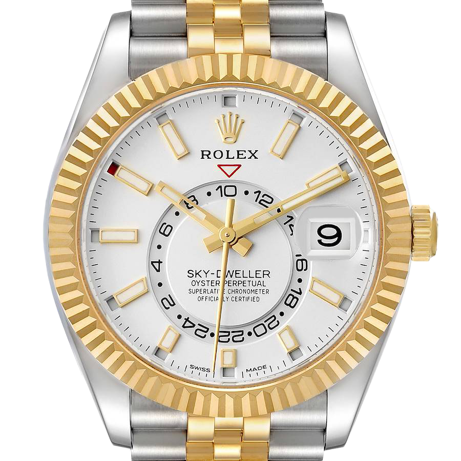 Sky-Dweller 42mm Steel Yellow Gold Silver Dial Mens Watch 326933