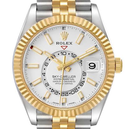 Sky-Dweller 42mm Steel Yellow Gold Silver Dial Mens Watch 326933