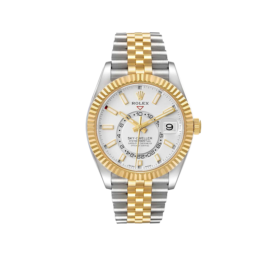 Sky-Dweller 42mm Steel Yellow Gold Silver Dial Mens Watch 326933