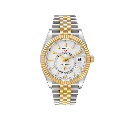 Sky-Dweller 42mm Steel Yellow Gold Silver Dial Mens Watch 326933