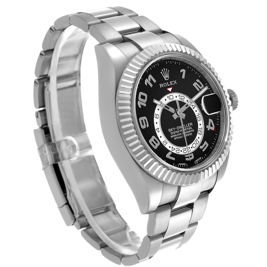 Sky-Dweller 42mm White Gold Black Dial Mens Watch 326939
