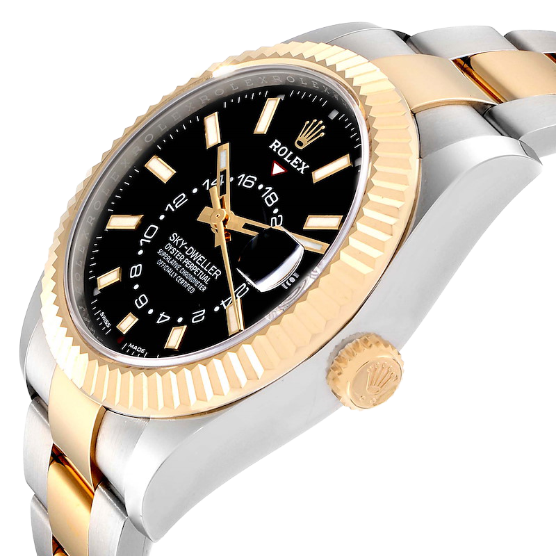 Sky Dweller 42mm Yellow Gold Steel Black Dial Mens Watch 326933