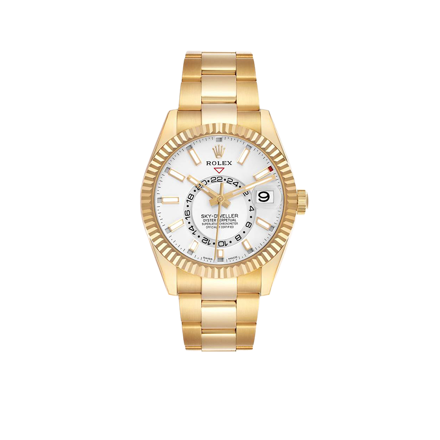 Sky-Dweller 42mm Yellow Gold White Dial Automatic Mens Watch 326938