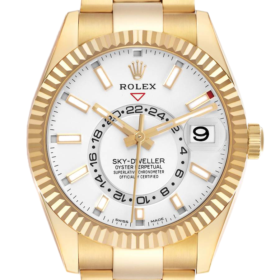 Sky-Dweller 42mm Yellow Gold White Dial Automatic Mens Watch 326938