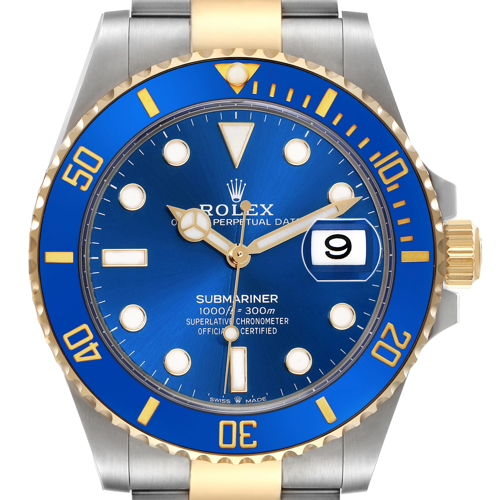 Submariner 41mm Steel Yellow Gold Blue Dial Mens Watch 126613