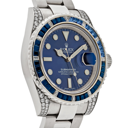 Submariner Date 40mm 116659SABR White Gold Blue Dial Sapphire Diamond Bezel