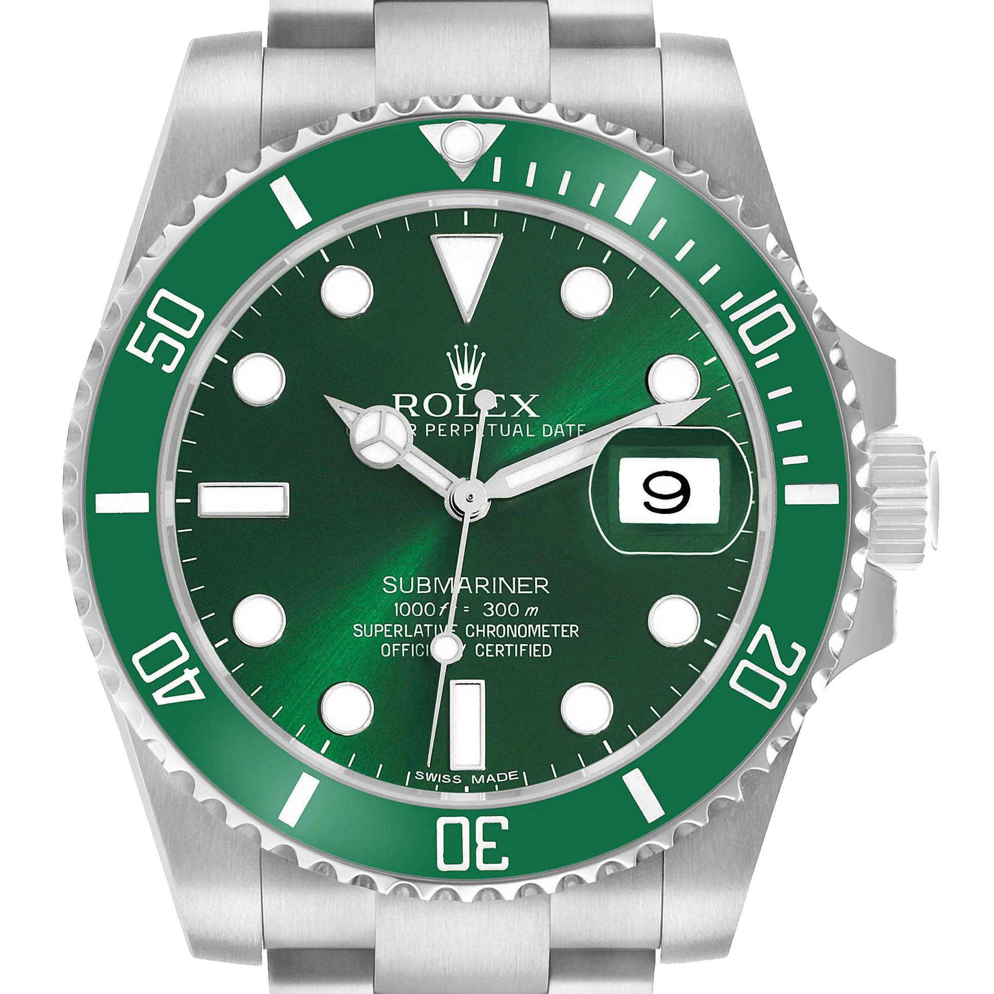 Submariner 40mm Hulk Steel Green Dial Bezel Mens Watch 116610LV