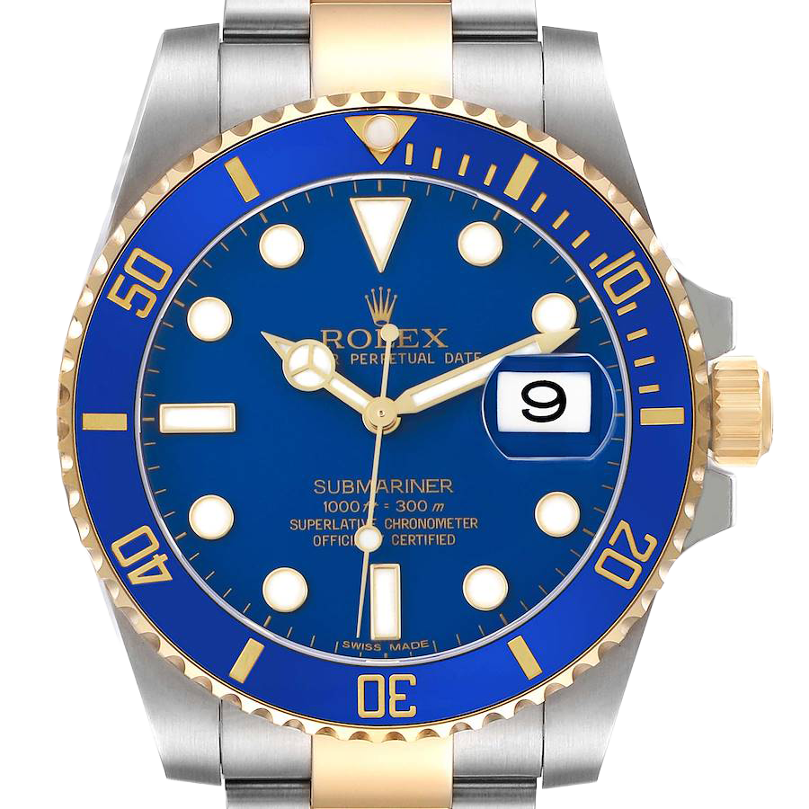 Submariner 40mm Steel Yellow Gold Blue Dial Bezel Mens Watch 116613