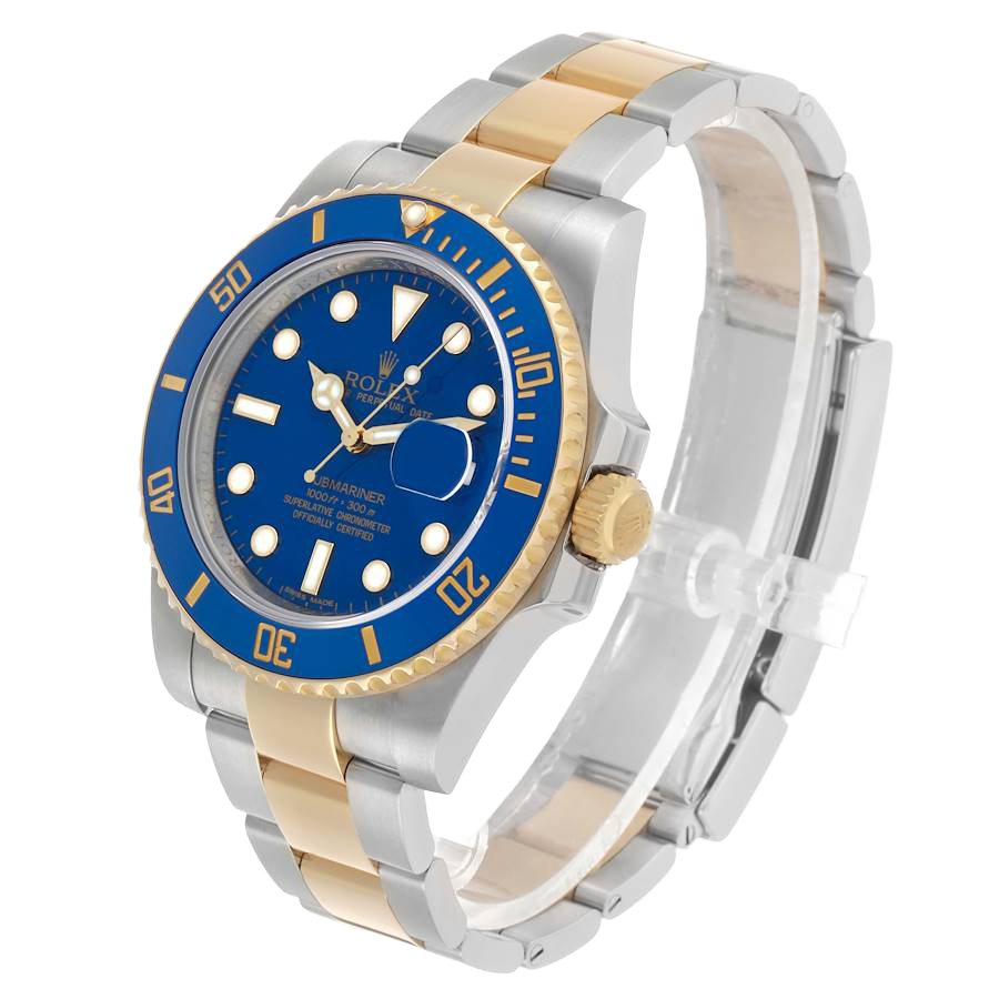 Submariner 40mm Steel Yellow Gold Blue Dial Bezel Mens Watch 116613