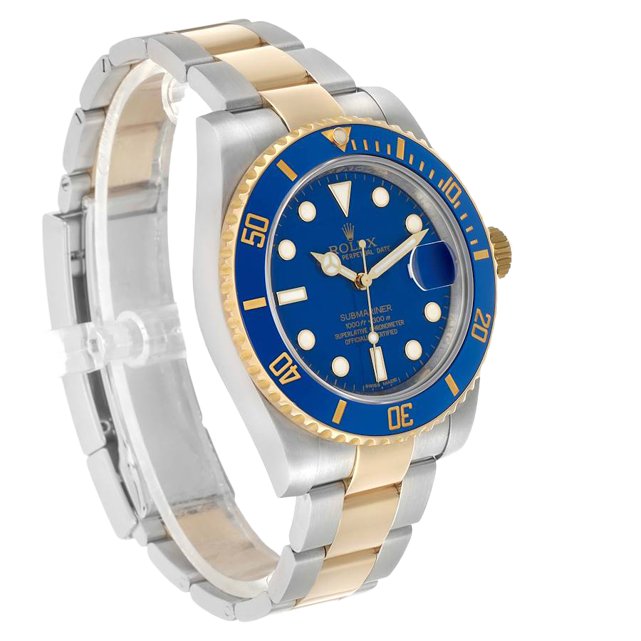 Submariner 40mm Steel Yellow Gold Blue Dial Bezel Mens Watch 116613