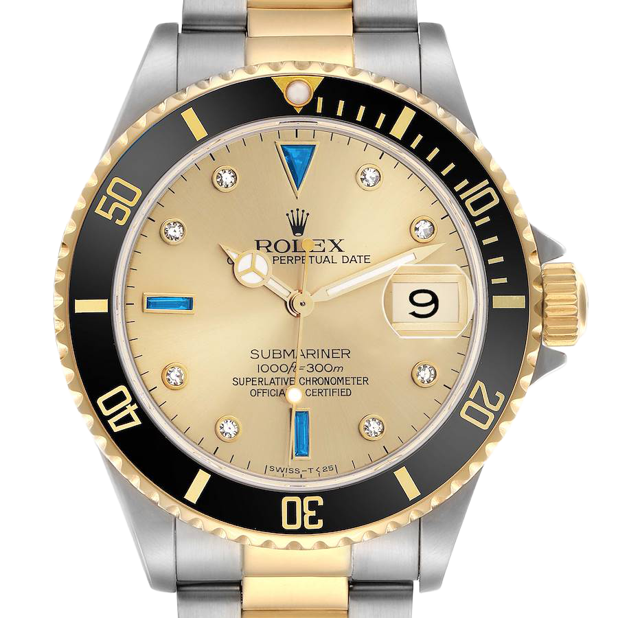 Submariner Steel Yellow Gold 40mmDiamond Serti Mens Watch 16613