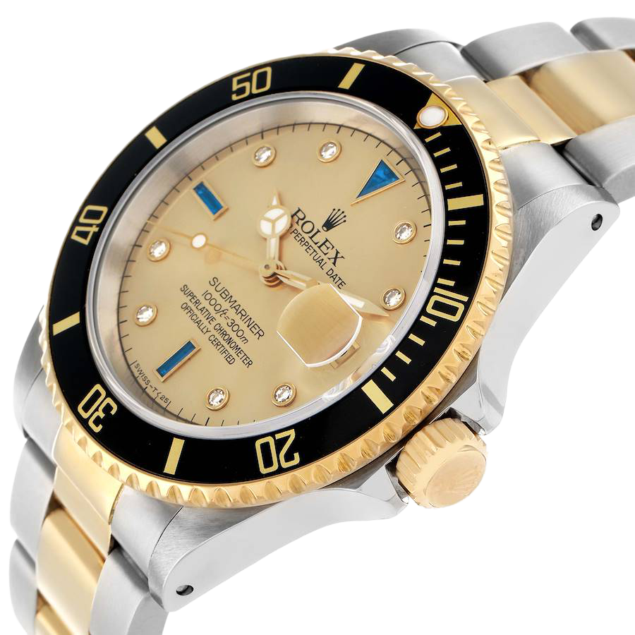 Submariner Steel Yellow Gold 40mmDiamond Serti Mens Watch 16613