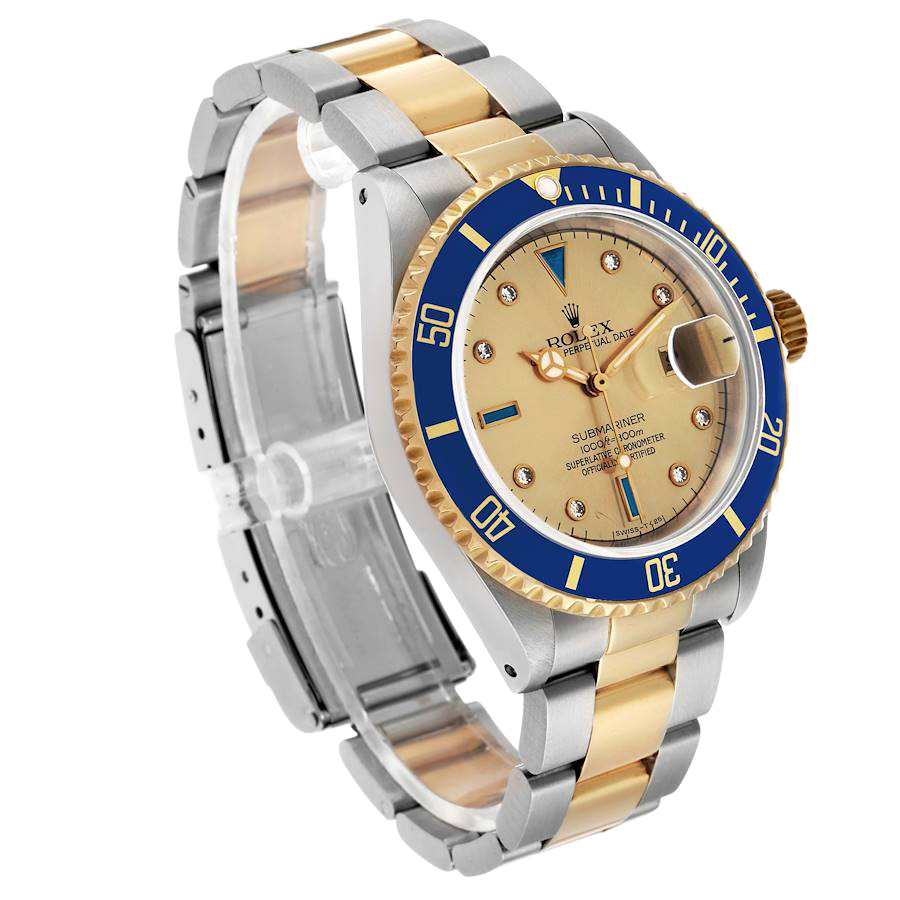 Submariner Steel Yellow Gold 40mm Diamond Serti Mens Watch 16613