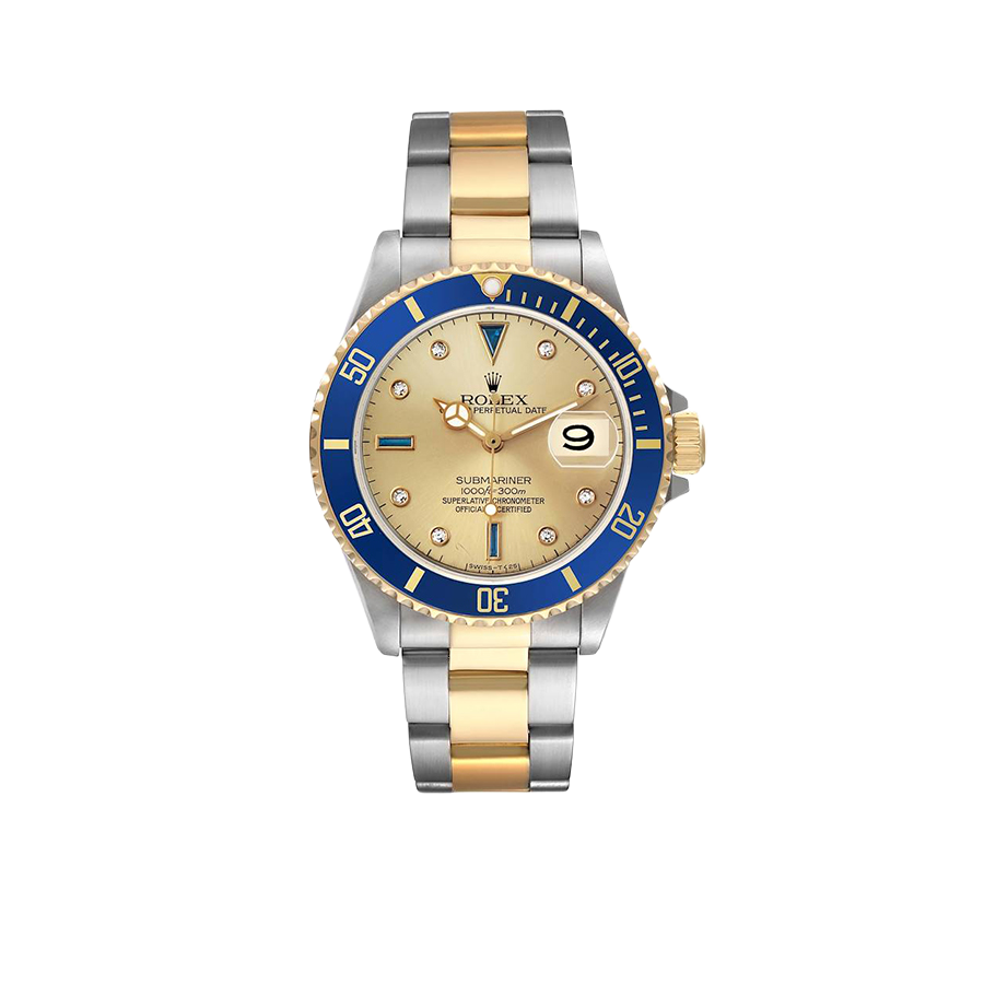 Submariner Steel Yellow Gold 40mm Diamond Serti Mens Watch 16613