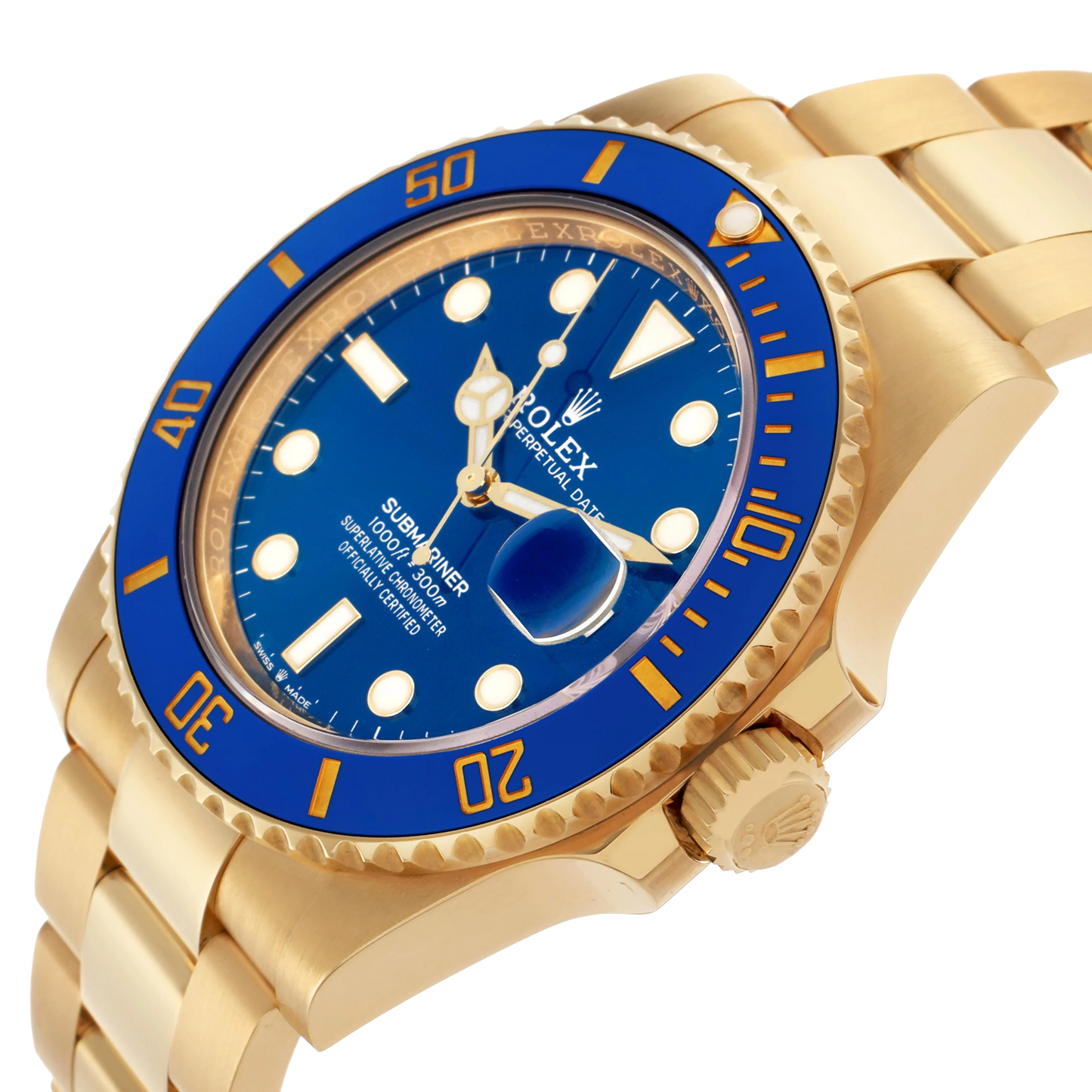 Submariner 41mm Yellow Gold Blue Dial Bezel Mens Watch 126618