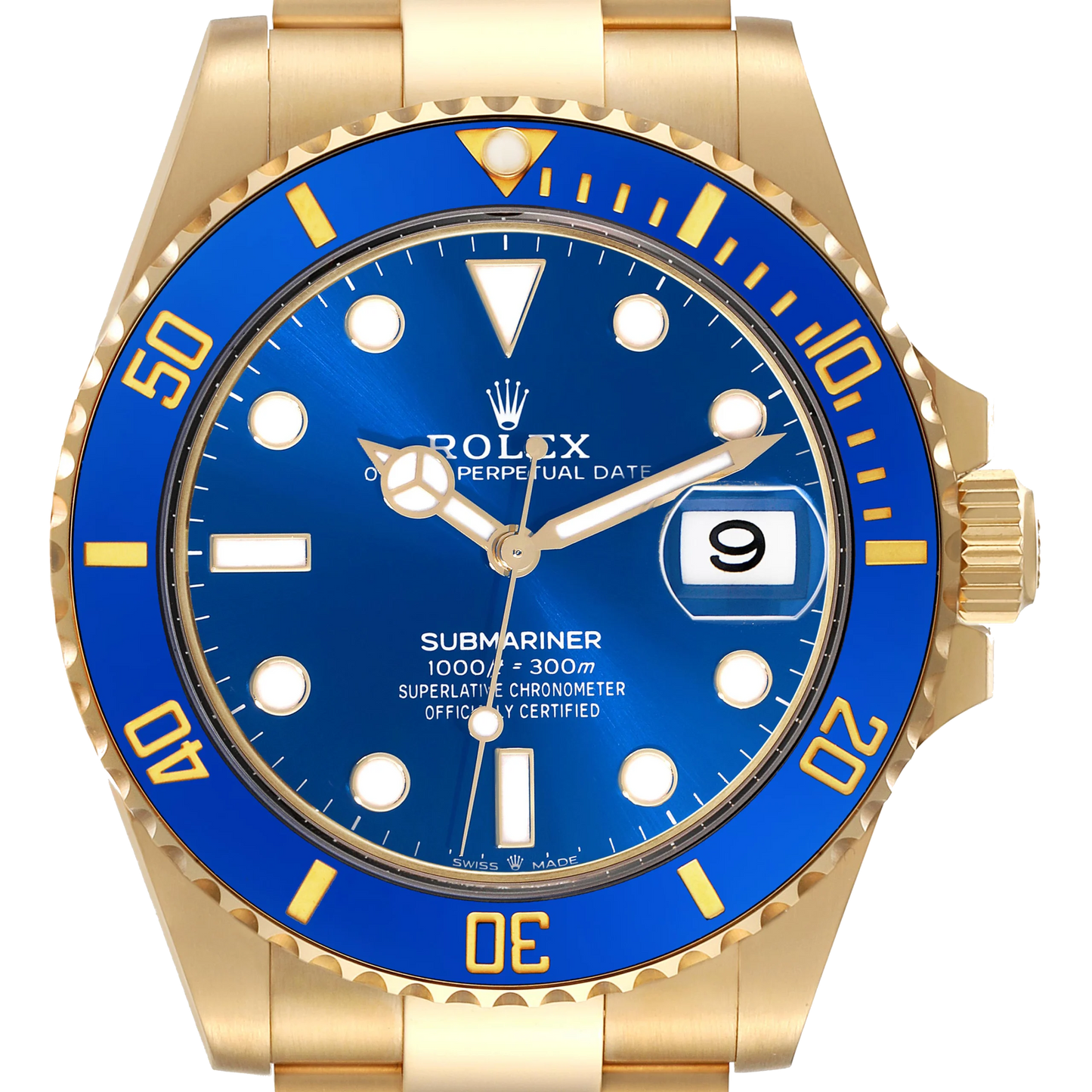 Submariner 41mm Yellow Gold Blue Dial Bezel Mens Watch 126618