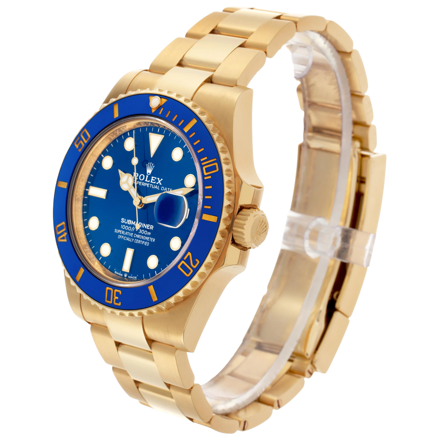 Submariner 41mm Yellow Gold Blue Dial Bezel Mens Watch 126618