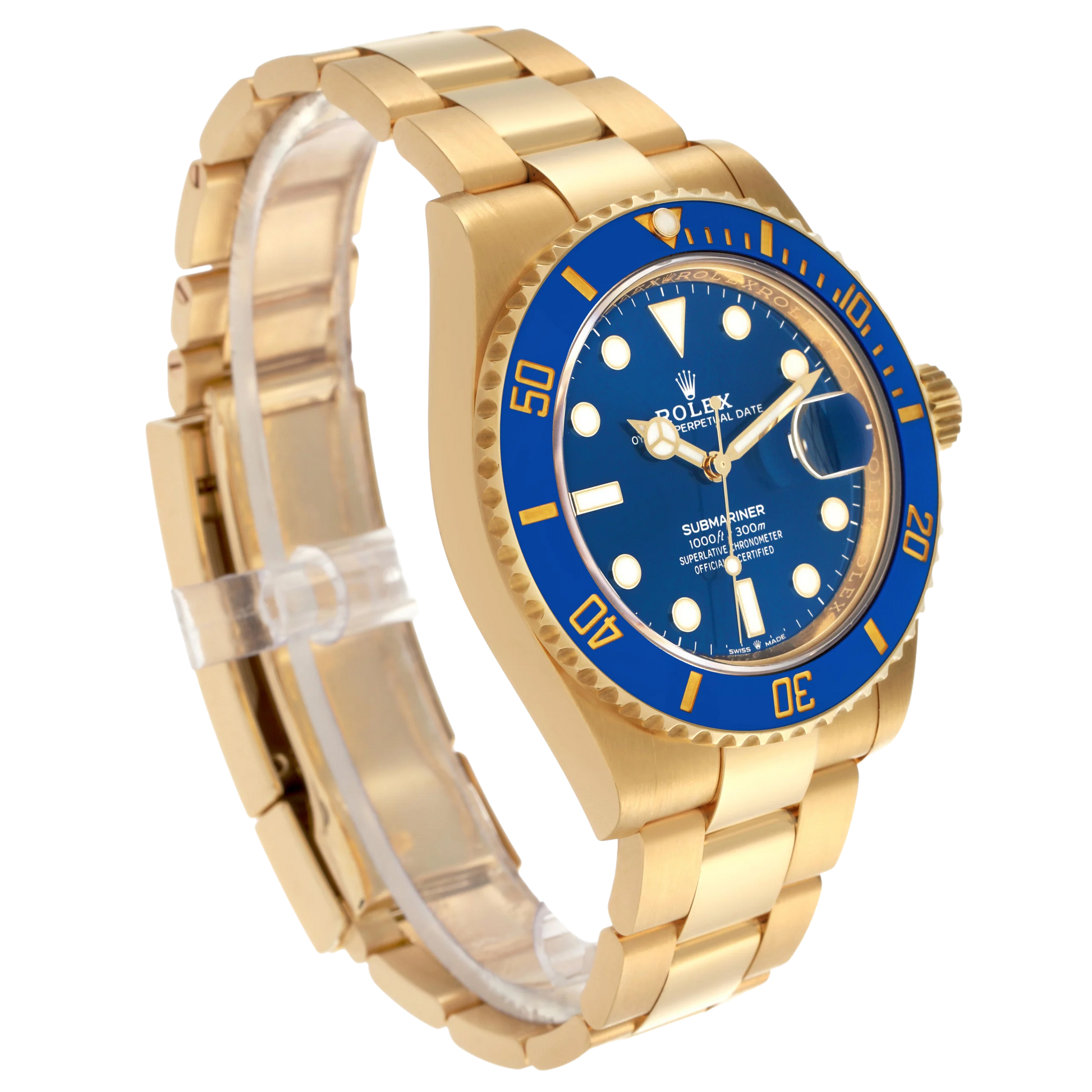 Submariner 41mm Yellow Gold Blue Dial Bezel Mens Watch 126618
