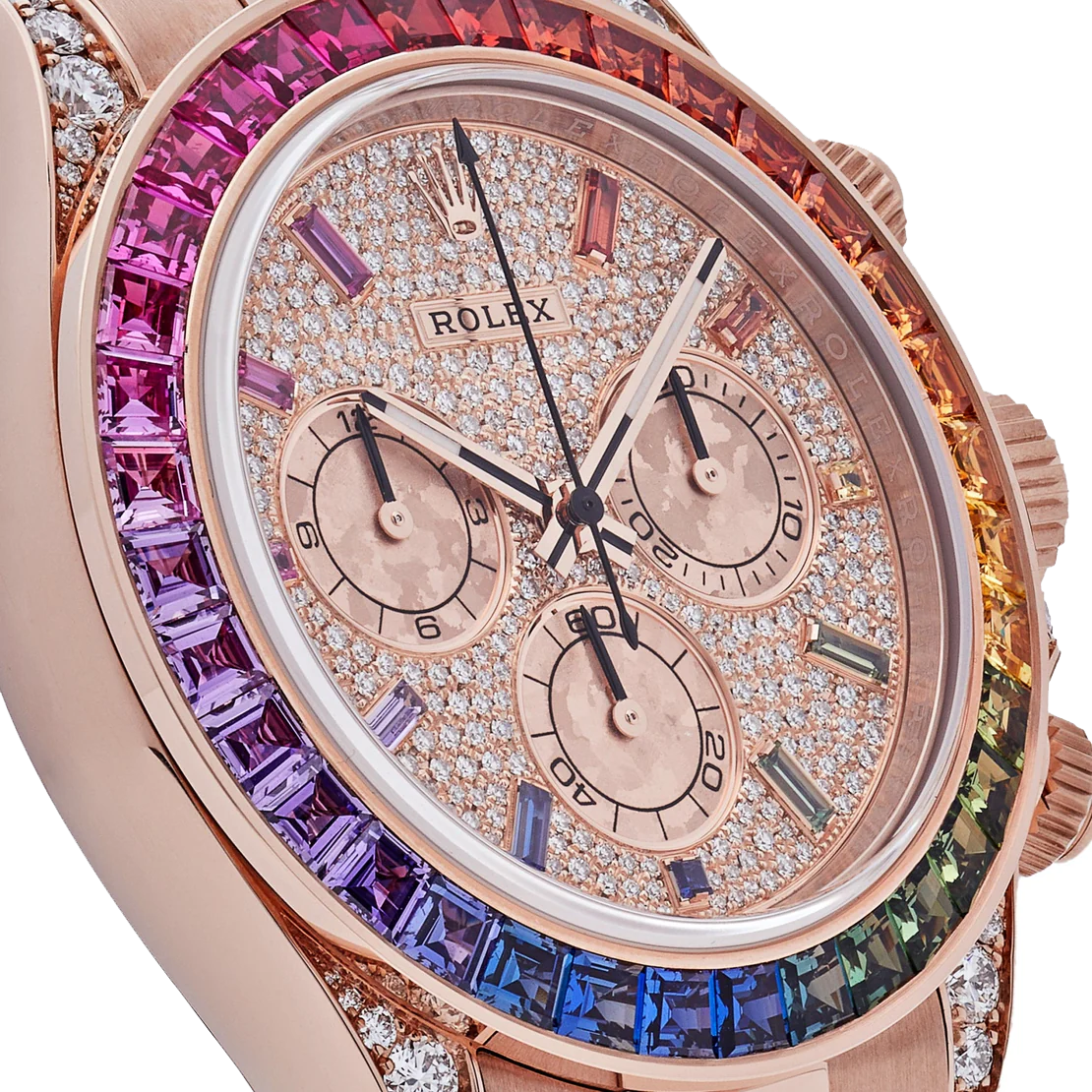 Daytona 116595RBOW Rainbow Rose Gold Pave Diamond Dial Sapphire Bezel
